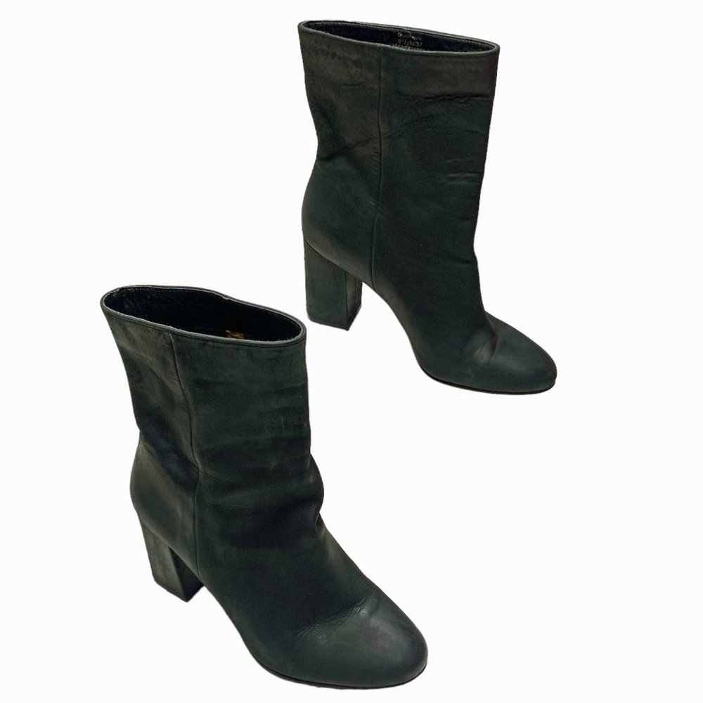 Lucky Brand Black Leather Block Heel Ankle Boots